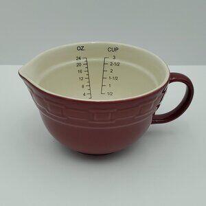 Longaberger Pottery Paprika 3 Cup Measuring Cup Batter Bowl Handled Mixing Bowl
